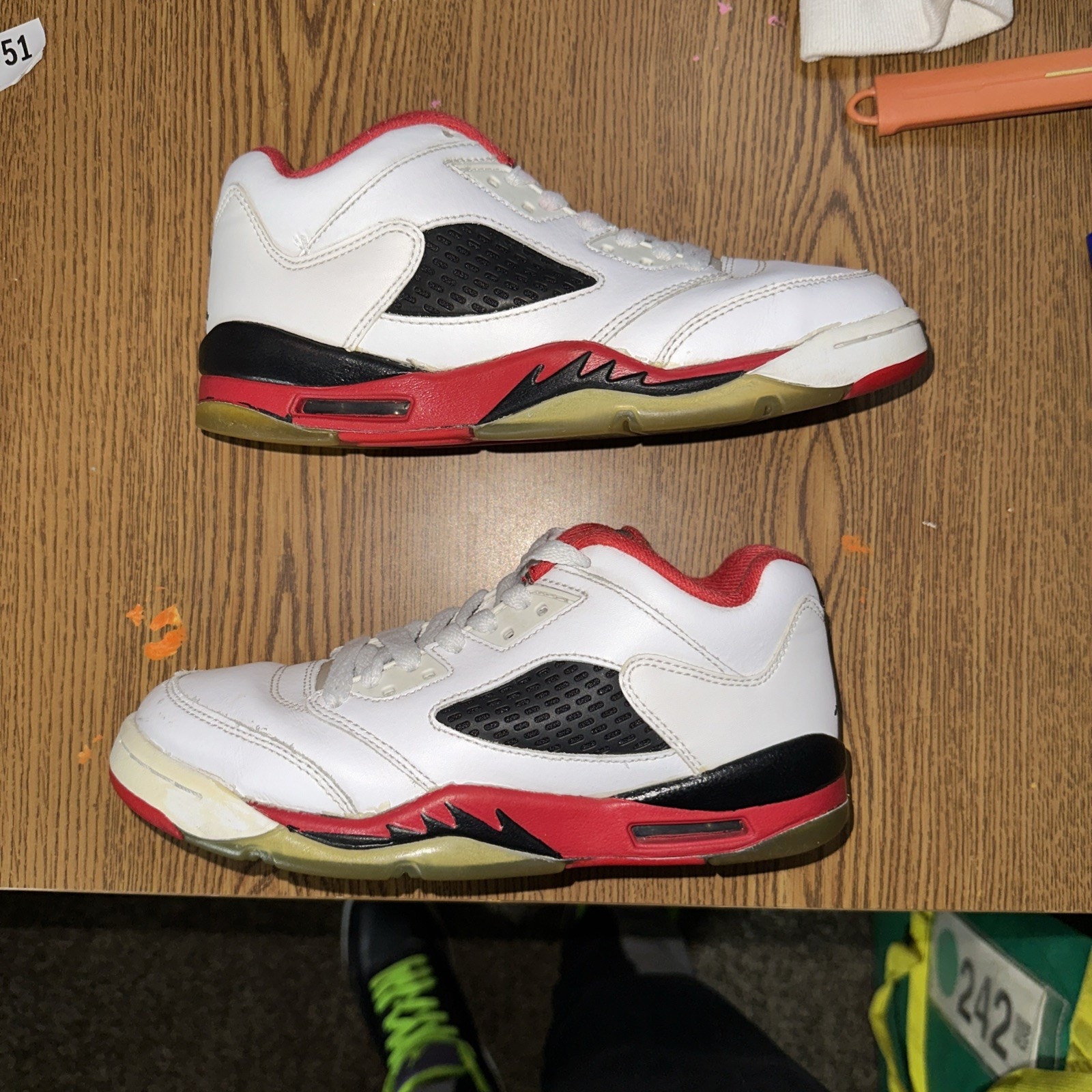 Size 4 (Gs) - Jordan 5 Retro 2016 Low Fire Red